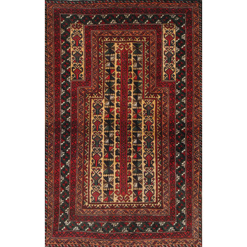 Antique Balouch Collection Hand-Knotted Lamb's Wool Area Rug- 2'11"x 4' 9"