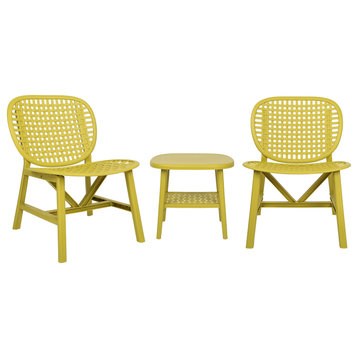 3-Piece Patio Table Chair Set Conversation Bistro Set, Yellow