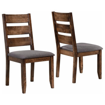 Wooden Ladder Back Dining Chair, Gray & Brown, Set Of 2