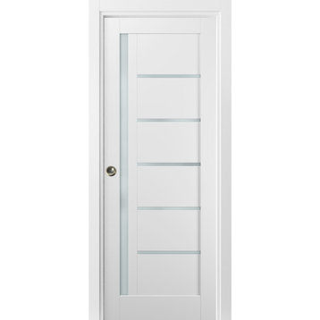 Lite Pocket Door 32 x 96 & Frames | Quadro 4088 White Silk