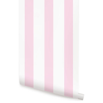 Vertical Stripe Peel and Stick Vinyl Wallpaper, Pink, 24"w X 108"h