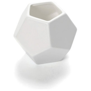 White Faceted Vase, Large