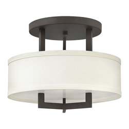 Hinkley - Hampton Buckeye Bronze 15-Inch Three-Light Fluorescent Semi-Flush Mount - Flush-mount Ceiling Lighting
