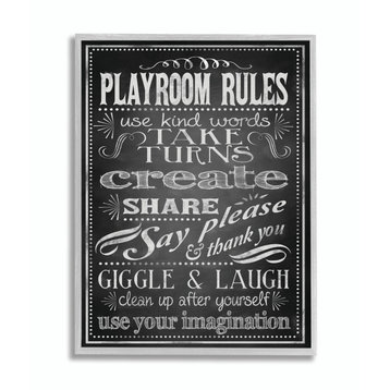 Stupell Industries Black And White Playroom Rules Use Kind Words, 11 x 14