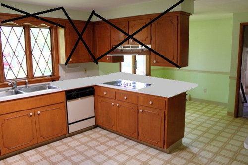 Overhead Cabinets Above Island Or Peninsula, Kitchen Cabinets Hung Too High