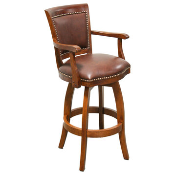 Marilyn Bar Stool, Chestnut Distress Finish, Without Arms
