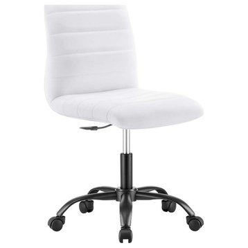 Modway Ripple Vegan Leather and Metal Office Armless Chair in Black/White