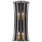 Z-Lite - Geist 4 Light Wall Sconce in Bronze Gold - Straight lines and gentle curves are the signature of the Geist collection. Raw but refined, the Geist family of fixtures perfect for transitional decor. Vintage bulbs (included) compliment the Bronze outer strips and Golden coloured fittings.