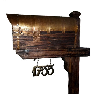 Rustic Copper Roof Mailbox With The American Flag