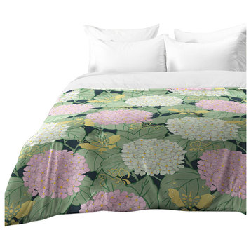 Belle13 Hydrangea and Butterflies Comforter, King