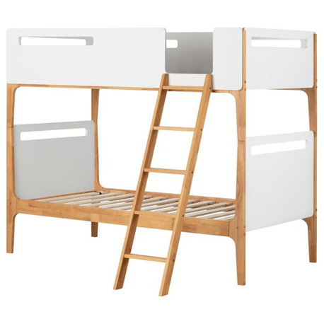 South Shore Bebble Modern Twin Over Twin Bunk Bed in Pure White