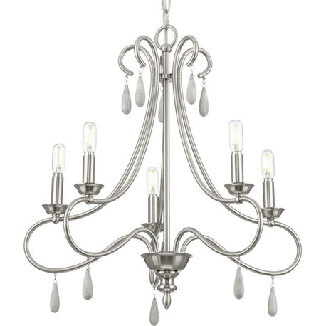 Vinings 5-Light Brushed Nickel Coastal Chandelier Light