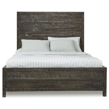 Modus Townsend King Solid Wood Panel Bed in Gunmetal