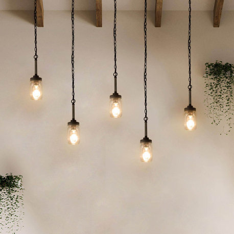 LALUZ 1-Light Dark Gray Mason Jar Farmhouse Mini Pendant Lights