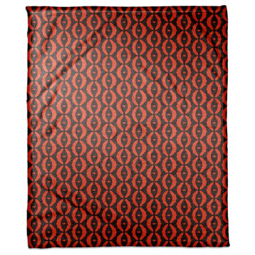Oval Pattern in Red Fleece Blanket