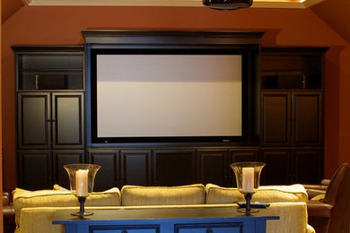 This is an example of a traditional home theatre in Raleigh.
