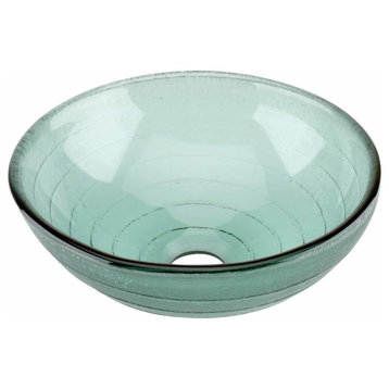 12896 Vessel Sink Mini Circle, Frosted Blue Glass, Green