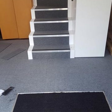 Install Burmatex 440 Sherborne Grey Carpet Tiles to Stairs