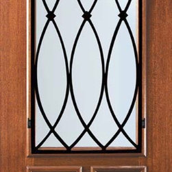 Slab Single Door 96 Wood Mahogany La Salle 2/3 Lite Wrought Iron - Front Doors