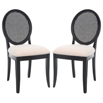 Safavieh Couture Karlee Rattan Back Dining Chair, Black / Biege