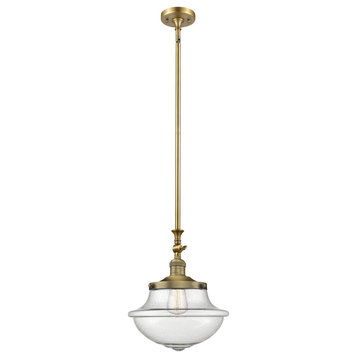Innovations Oxford School House 1-Light Dimmable LED Pendant, Brushed Brass