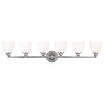 Livex Lighting - Somerville Bath Light, Chrome - Not quite contemporary, not fully traditional. Intriguing concepts of basic shapes complement a polished chrome finish and hand blown satin opal white glass. May be installed with glass facing up or down.