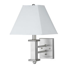 60W Wall Lamp with On-Off Switch, Chrome Finish, White Shade