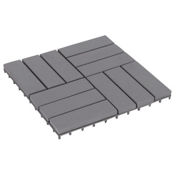 vidaXL Decking Tiles 10-Piece Gray Wash 11.8"x11.8" Solid Acacia Wood