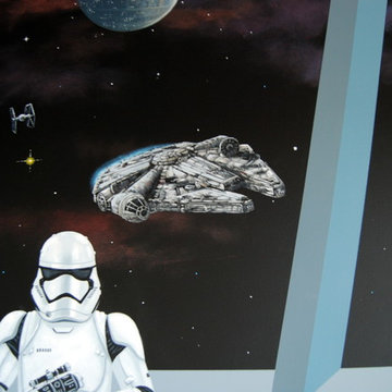Star Wars: The Force Awakens Murals in a bedroom by Tom Taylor of Mural Art LLC