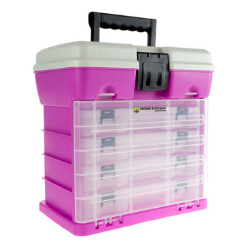 Storage Tool Box-Durable Organizer Utility Box-4 Drawers by Wakeman, Fuchsia