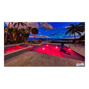 Bennett Nokomis, FL Custom Court Yard Swimming Pool & Spa With Raise Beach Area.