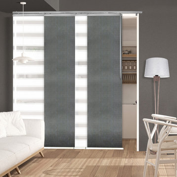 Blanched White-Stormy 4-Panel Track Extendable Vertical Blinds 48-88"x94"