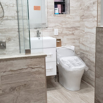 Bathroom reno as a part of the entire apartment renovation.Before/after picture