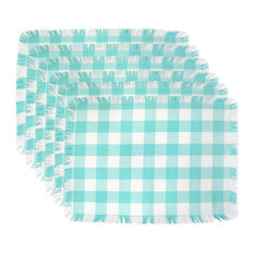 DII Aqua Heavyweight Check Fringed Placemat, Set of 6