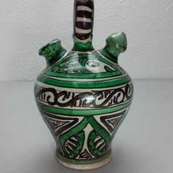 botijo de cer&aacute;mica de Talavera tonos verdes - Decorative Objects And Figurines