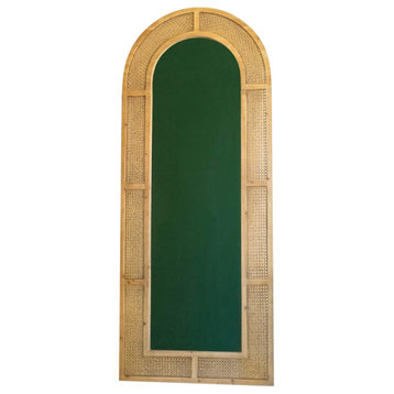 Woven Arched Rattan Framed Wall Mirror Large