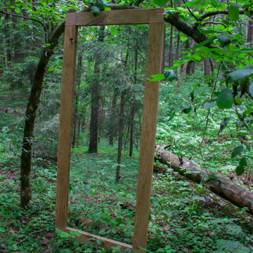 Лофтовое зеркало в дубовой раме
