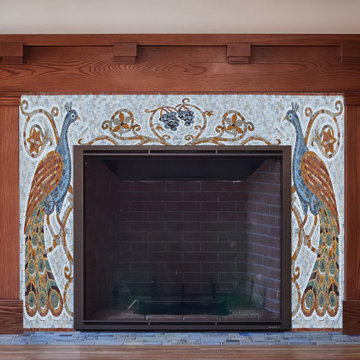 Tile Mosaic Fireplace - Peacock Art