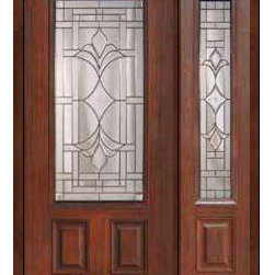 Prehung Sidelight Door 80 Fiberglass Marsala 2 Panel 3/4 Lite Glass - Front Doors
