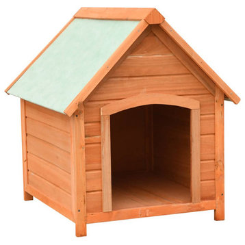 vidaXL Solid Pine & Fir Wood Dog House Outdoor Wooden Dog Cage Cabin Kennel