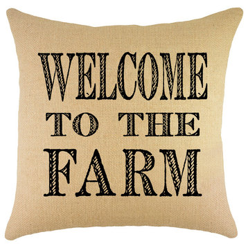 Welcome to the Farm Burlap Pillow