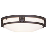 Livex Lighting - Livex Lighting 4487-07 Titania - 2 Light Flush Mount in Titania Style - 13 Inche - Simple and handsome, this flush mount ceiling lighTitania 2 Light Flus Bronze Satin White GUL: Suitable for damp locations Energy Star Qualified: n/a ADA Certified: n/a  *Number of Lights: 2-*Wattage:40w Medium Base bulb(s) *Bulb Included:No *Bulb Type:Medium Base *Finish Type:Bronze
