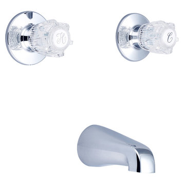 Two Acrylic Handle Washerless Tub Only Faucet, Chrome