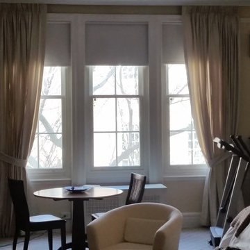 Roller Shades & Beautiful Ombre Sheer Curtains