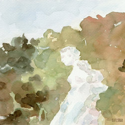 Statue Of A Woman Parc St. Cloud Watercolor - Fine Art Prints