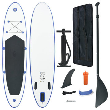 Vidaxl Stand Up Paddle Board Set Sup Surfboard Inflatable Blue and White