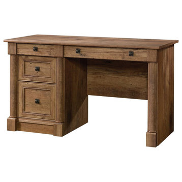 Traditional Desk, Drawer With Flip Down Front & Side Drawers, Vintage Oak Finish
