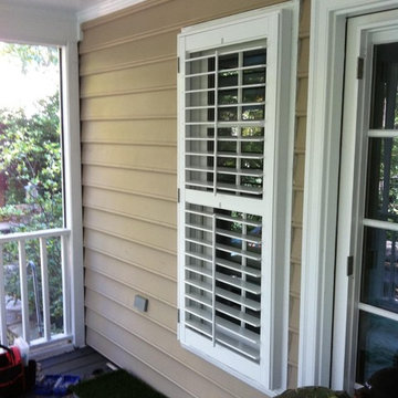 Exterior Western Red Cedar Plantation Shutters on a Porch