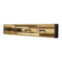 Six Finger Studios - Coat Rack, Kubala Pattern, Reclaimed Wood, 4 Hook - Wall Hooks
