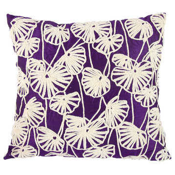 Poly Dupioni Embroidered Pillow 20x18" Purple